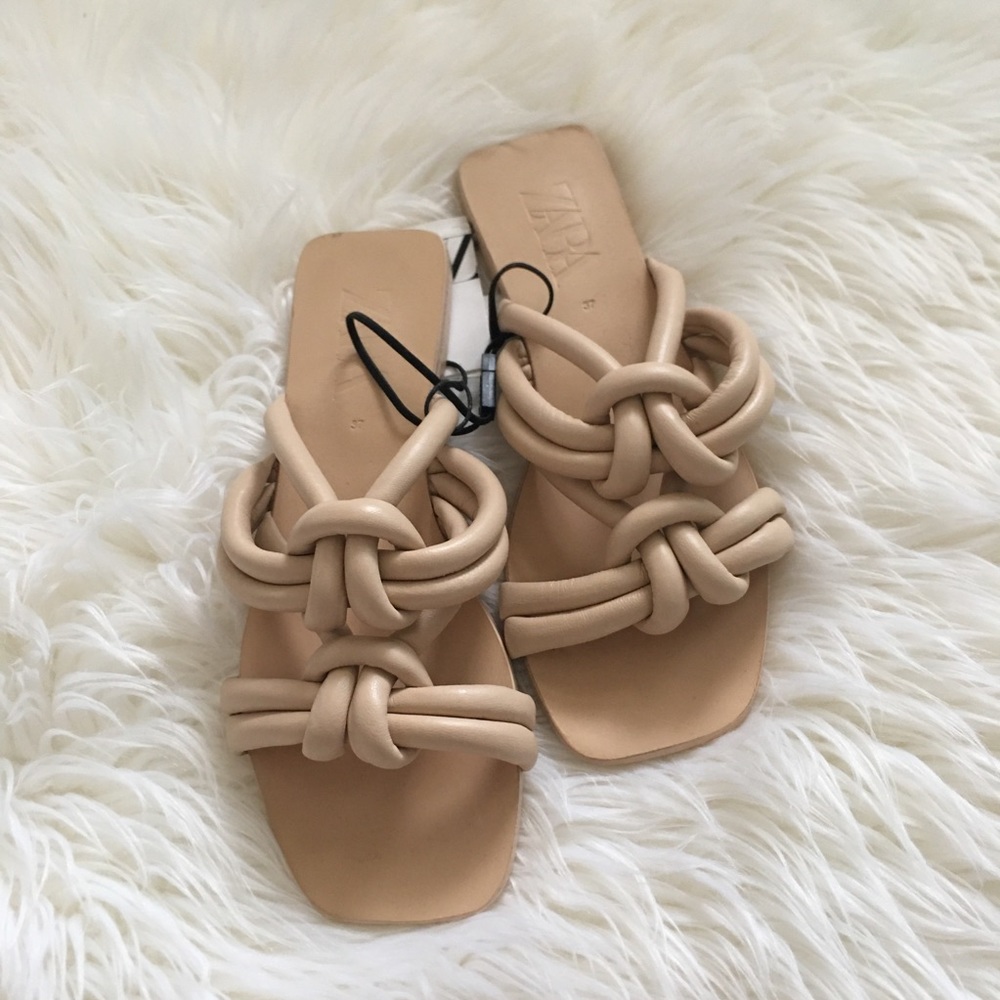 Zara leather knot sandals